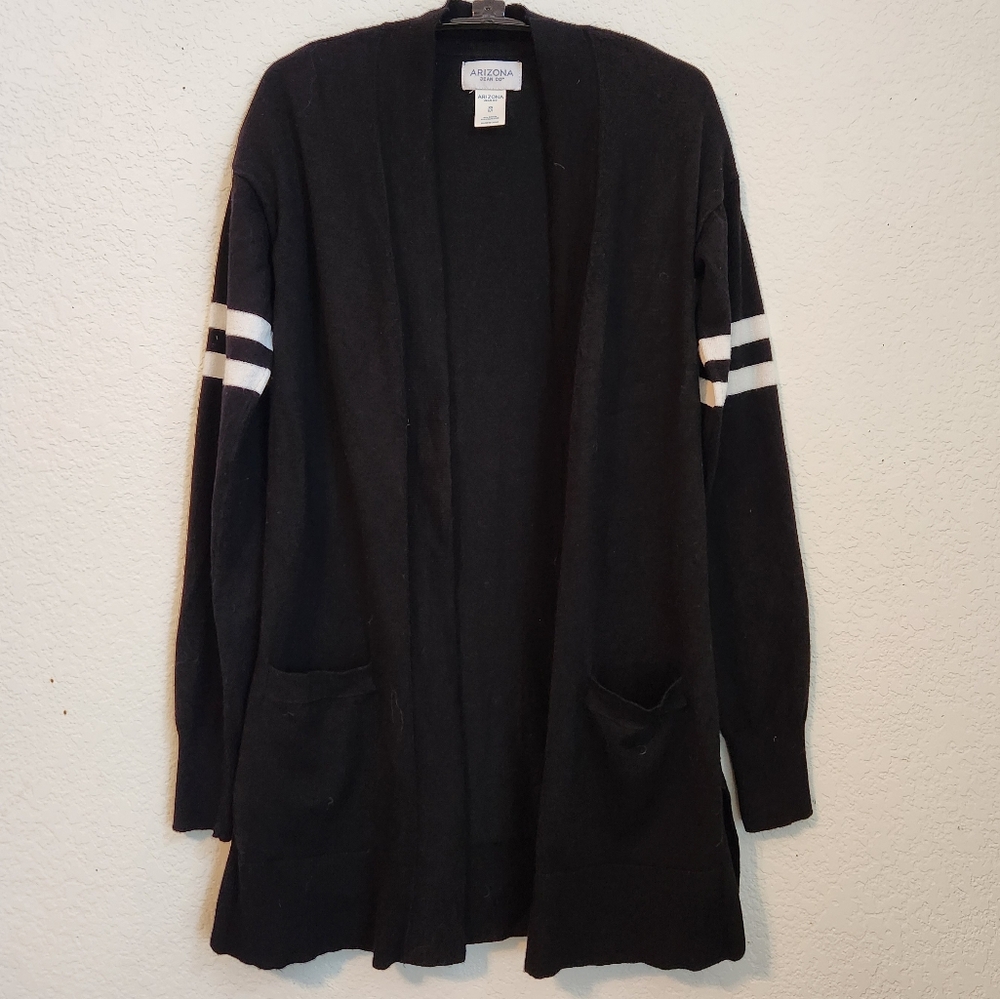 Arizona Jean CO Open Cardigan with Striped Sleeves, Size‎ XS